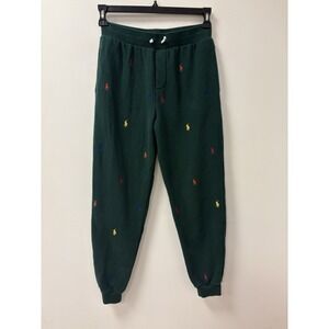 Polo Ralph Lauren Boys Green Pony Print Fleece Joggers Sz L (14/16)